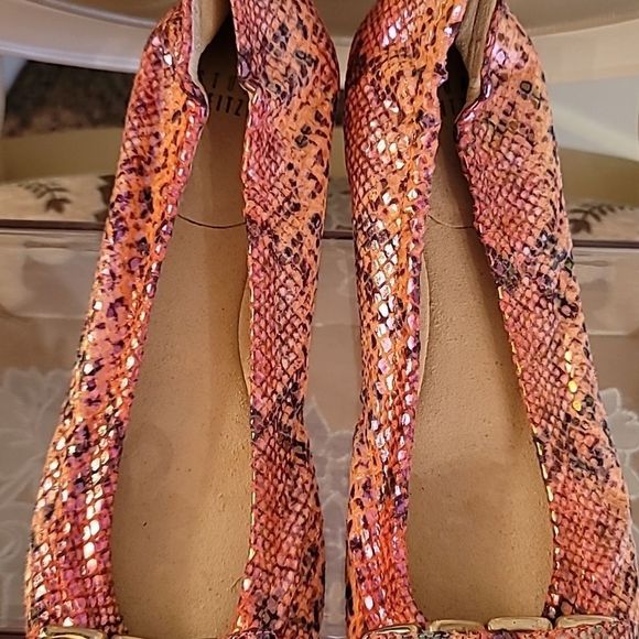 Gorgeous Stuart Weitzman Lynx Melon Iris Snakeskin Ballet Flats - Picture 9 of 16